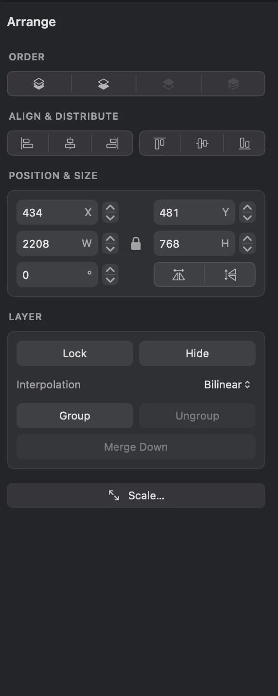 Arrange inspector